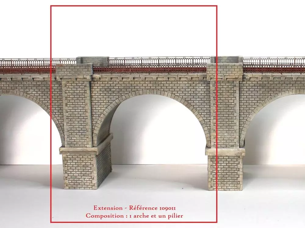 Prolunga per viadotto in pietra a 1 binario - 160MM - Modello in legno 109011 - HO : 1/87