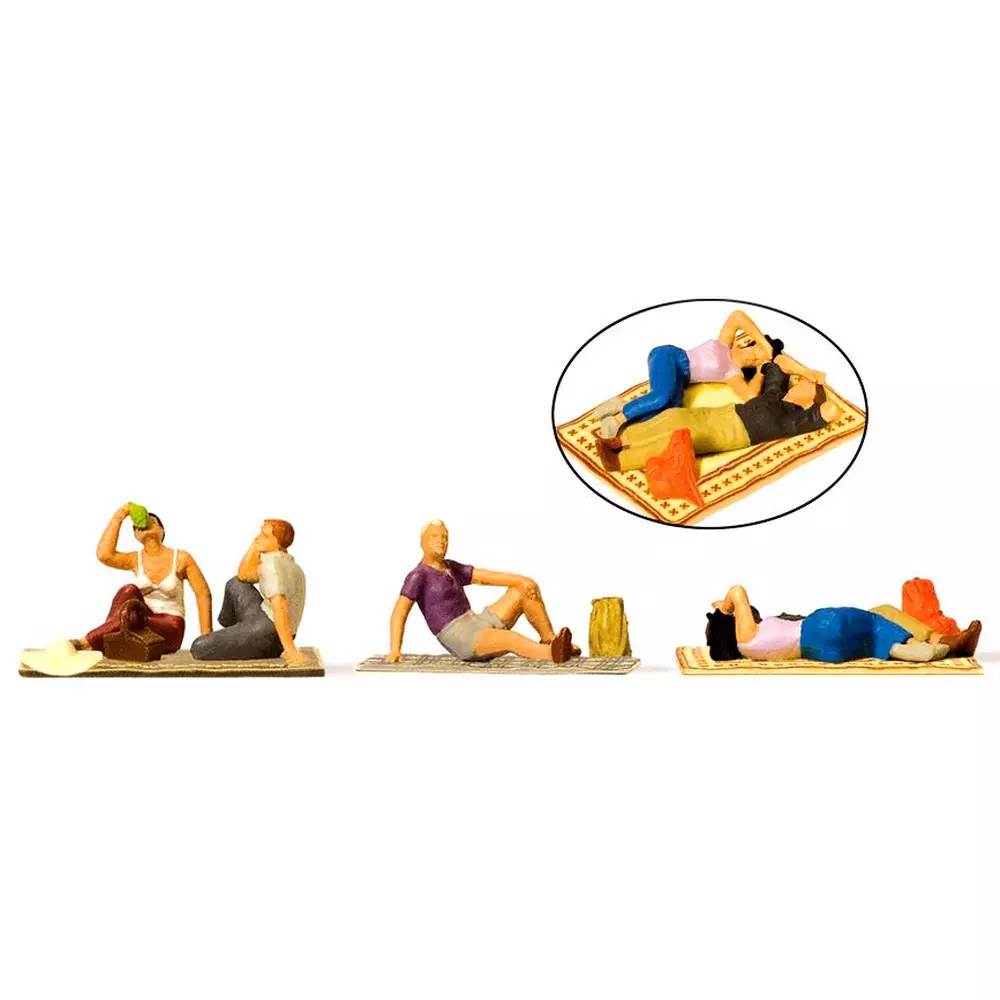 5 persone che riposano su coperte all'aperto - PREISER 10618 - HO 1/87