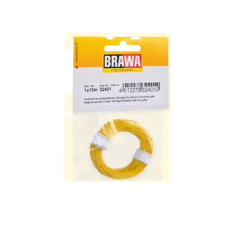 Bobine de fil de câblage Jaune Brawa 32401 - 10 mètres - 0.05 mm² - HO | N