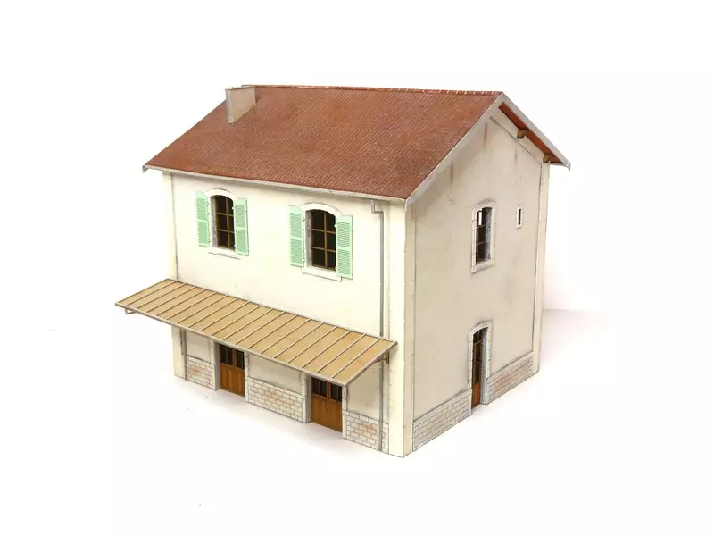 PLM Stazione 2 porte Legno Modellismo 101010 - HO 1/87 - 122x105x110mm