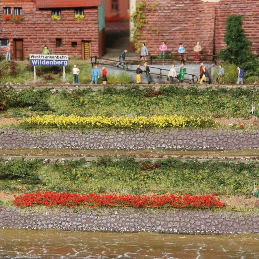 10 strisce d'erba - Rosso / Giallo - HEKI 1814 - Scala HO / TT / N - 100 mm