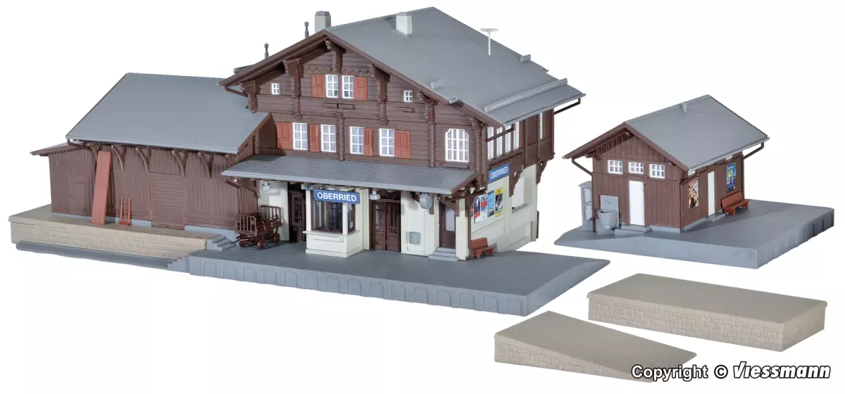 Stazione "Oberried" e piccolo edificio - KIBRI 39370 - HO 1/87 - 610 x 160 x 139 mm