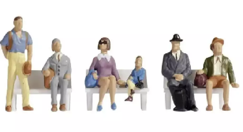 Set di 6 viaggiatori, 5 seduti e 1 in piedi Noch 15240 - HO 1:87