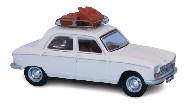 Autovettura Peugeot 204 bianca, portapacchi SAI 1722 - HO : 1/87 -