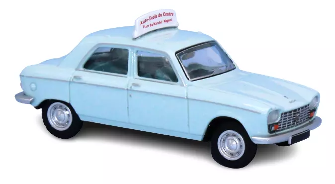 "Auto École de la Gare" Peugeot 204 berlina, 1968 blu pastello SAI 6263 - HO 1/87