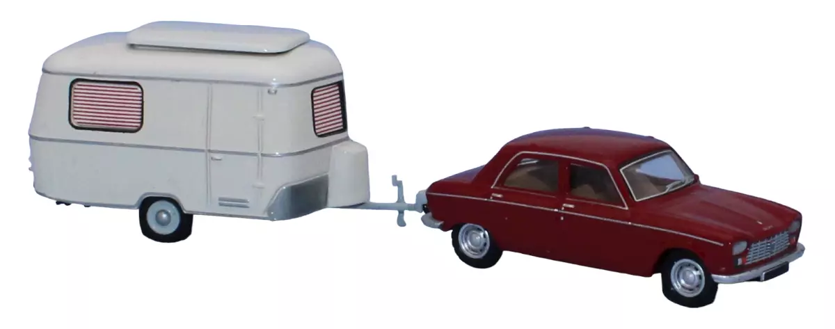 Auto Peugeot 204 con caravan Eriba SAI 3711 - HO : 1/87 - 1968