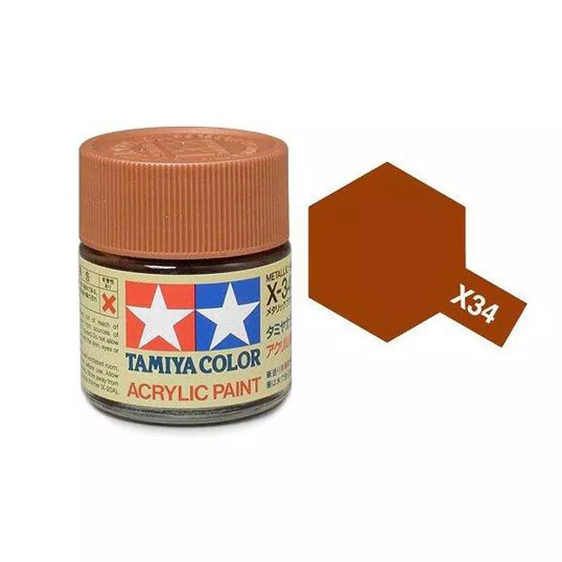 Vernice acrilica - colore marrone metallo BRILLANT X34 - TAMIYA 81534 - 10 mL