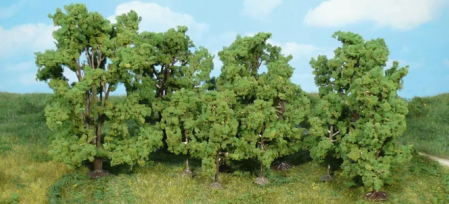 12 alberi a foglia - Verde - HEKI 1415 - Scala HO / TT / N - 60-130 mm