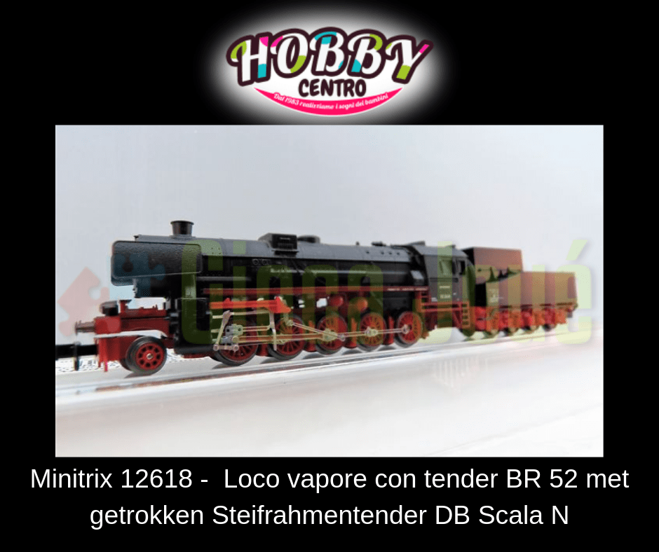 Minitrix 12618 - Loco vapore con tender BR 52 met getrokken Steifrahmentender DB