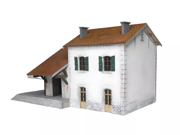 Stazione ferroviaria con rimessa merci - Modelli in legno 101003 - HO 1/87 - SNCF - 124 pezzi