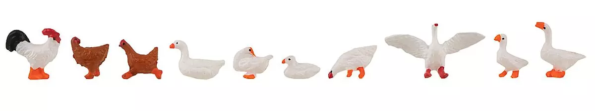 10 animali da fattoria (galline, anatre e oche) - Faller 151909 - HO 1/87