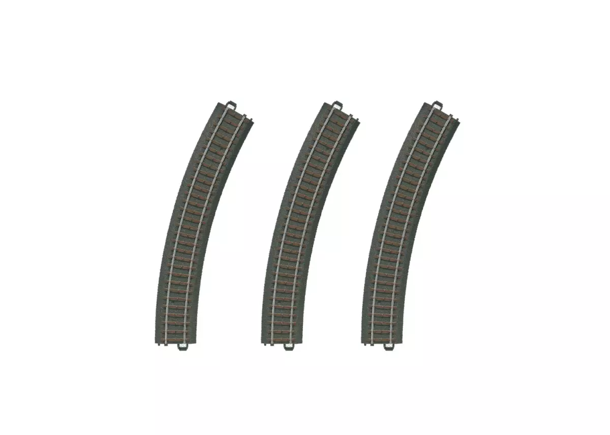 Set di 3 binari curvi zavorrati R2 30° - Marklin 20230 - HO 1/87 - Codice 83 - Binario C - 3R - Raggio 437,5 mm