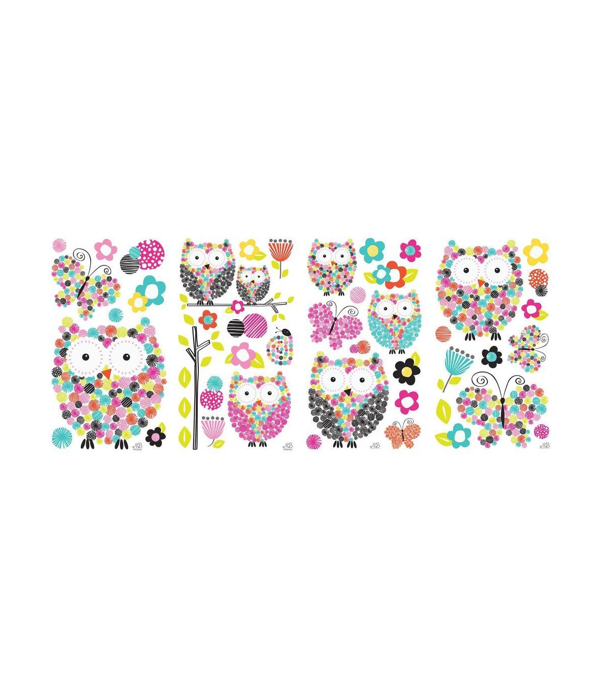 Adesivi Murali Removibili - Gufi e Farfalle