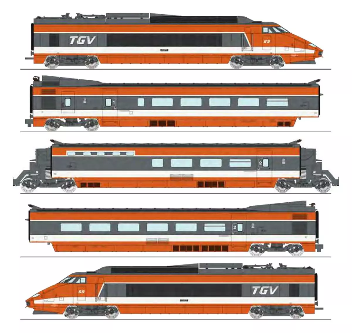 TGV PSE 5 elementi - REE Models TGV001 - HO 1/87 - SNCF - EP IV