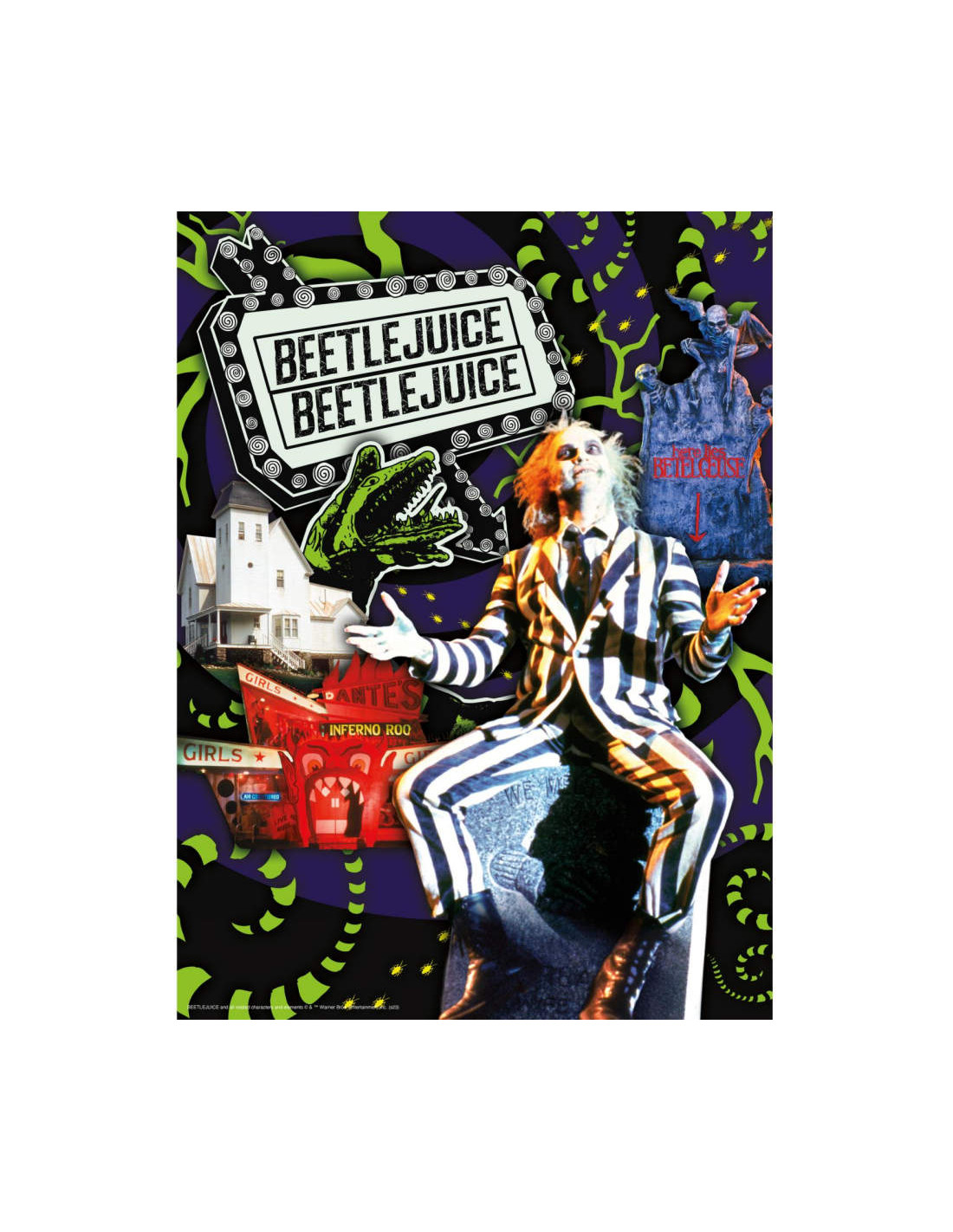 AQUARIUS JIGSAW COFFIN PUZZLE 500 PEZZI PCS - BEETLEJUICE 35x48 cm NEW NUOVO