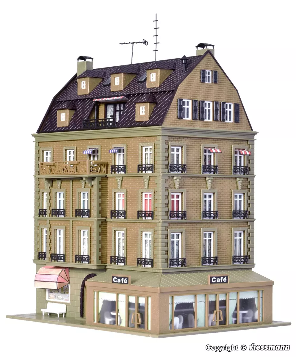 Caffè a 5 piani - Allestimento interno e illuminazione a LED VOLLMER 43783 - HO 1/87