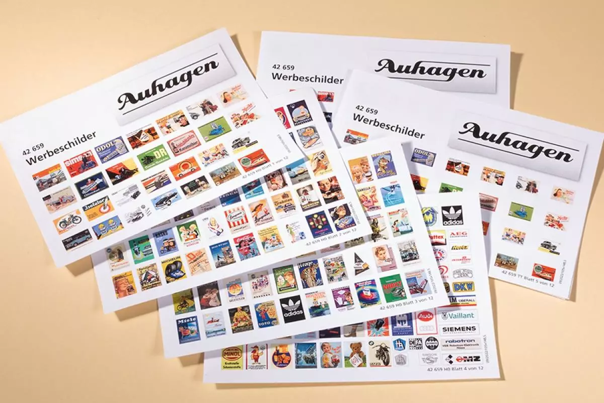 12 fogli di pannelli pubblicitari AUHAGEN 42659 - HO/TT/N