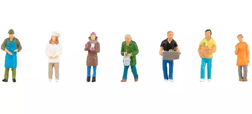 Set di 7 figure "mercato settimanale II" - Faller 151671 - HO 1/87