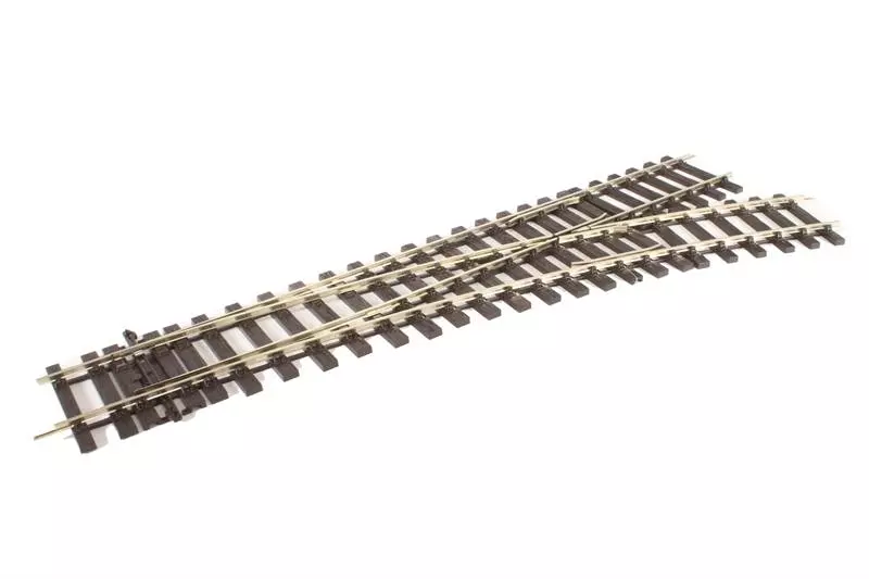 Aiguillage à droite, longueur 394mm, rayon 1028mm, angle 22.5°, modèle unifrog, code 124