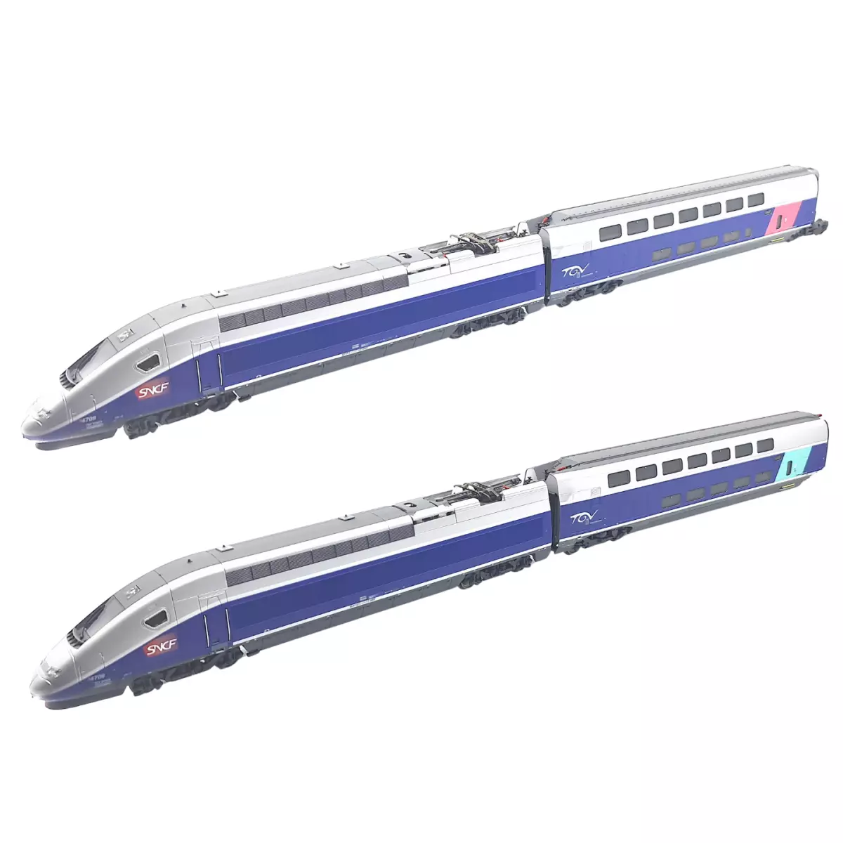 Set di 4 TGV EuroDuplex Trix 22381 - HO 1/87 - SNCF - EP VI - 2 rotaie