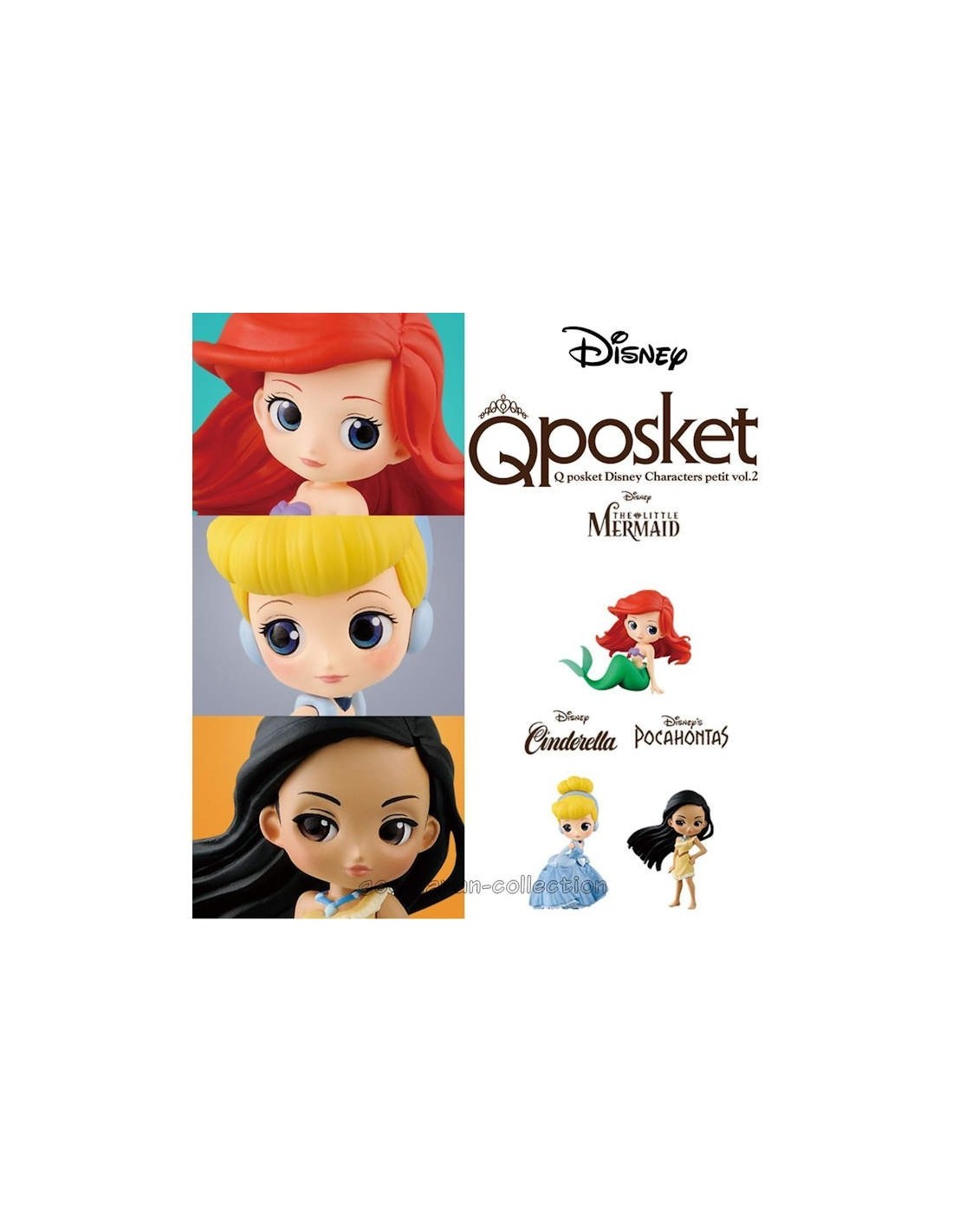 BANPRESTO Q POSKET DISNEY ARIEL CINDERELLA POCAHONTAS VOL 2 PVC 3 X STATUE QPOSKET