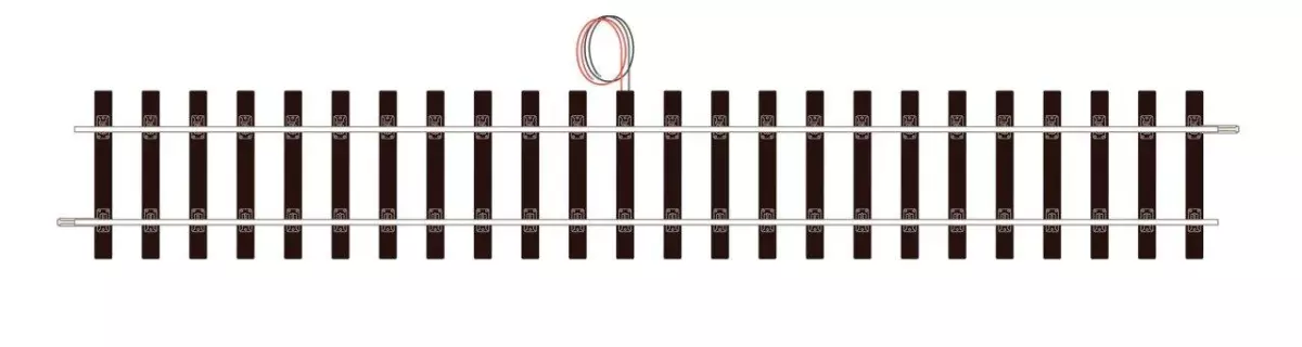 Rail droit avec câble d'alimentation Peco ST702 - O 1/43 - 393.7 mm - Code 124