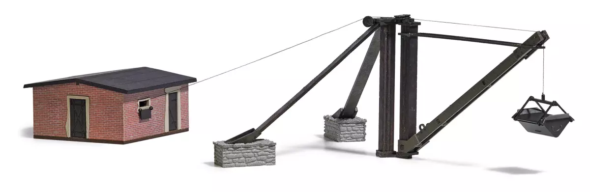 Argano e gru girevole con edificio per cava BUSCH 1975 HO 1/87