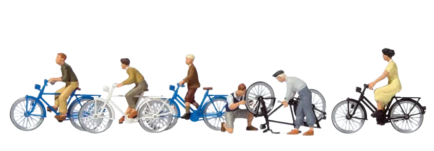 Set di 6 figure di biciclette PREISER 10716 HO 1/87