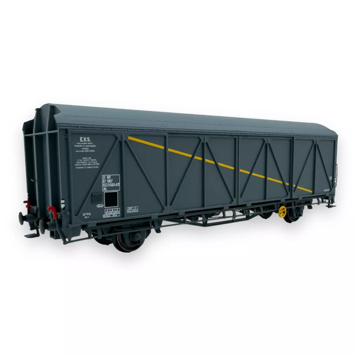 Carro merci EVS Hs "a strisce gialle" con pareti rinforzate - LS Models 30676 - HO 1/87 - SNCF - Ep V - 2R