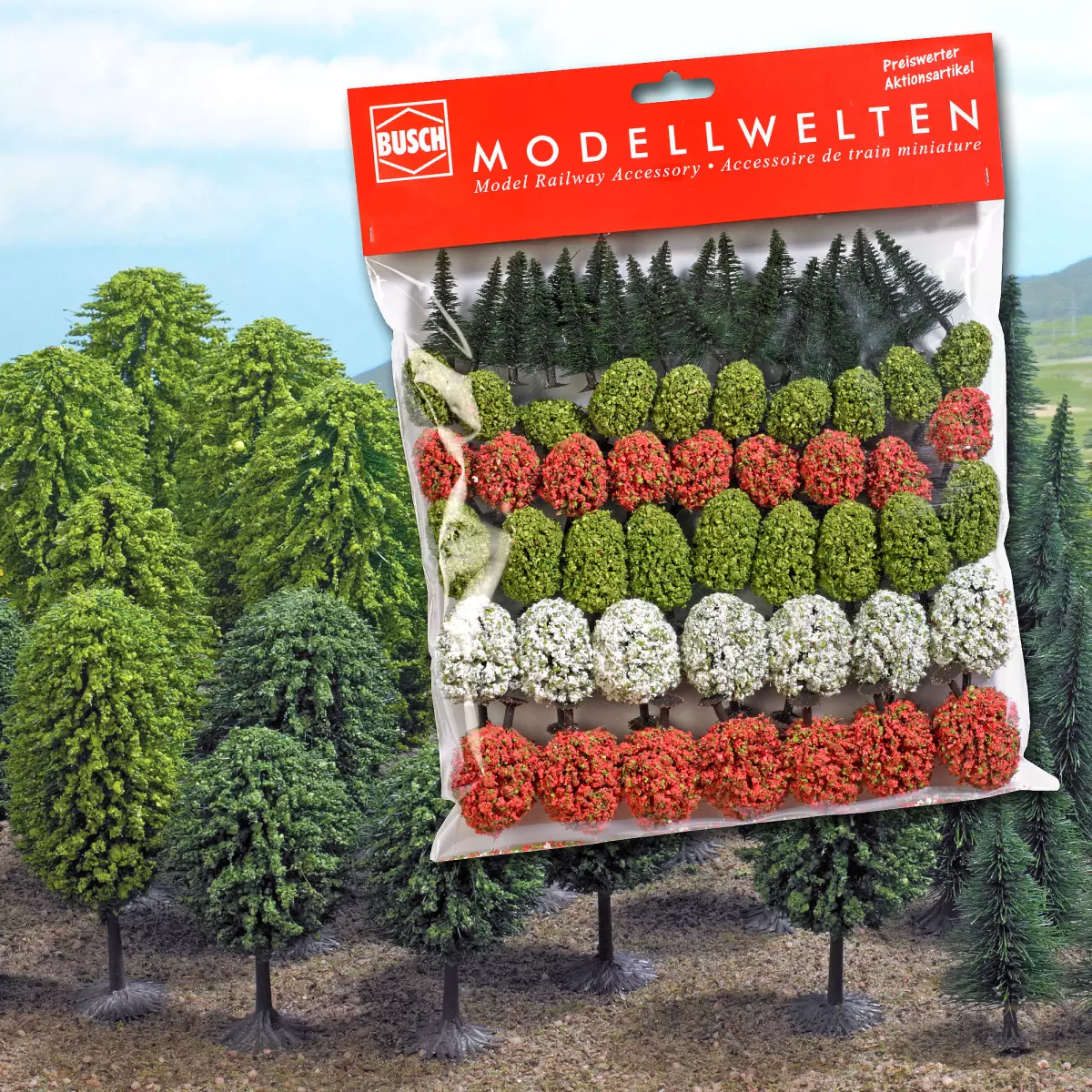 65 Alberi e abeti decidui - Busch 9769 - N e TT - altezza da 30 a 50 mm