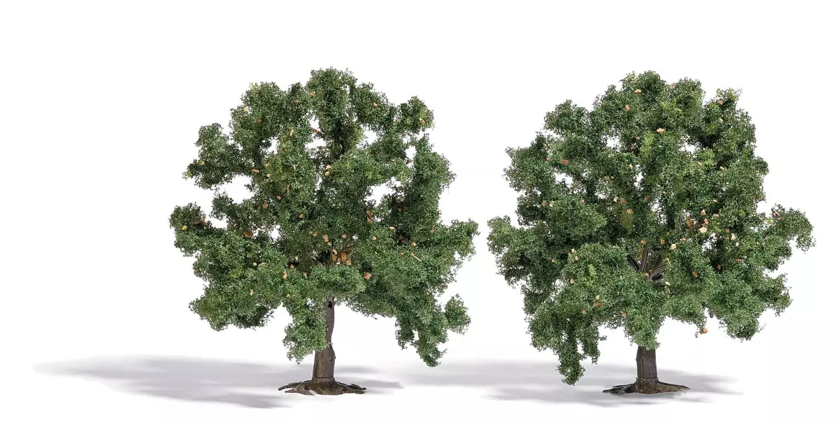 2 castagni con foglie verdi e marroni Busch 6856 - 95 mm HO 1/87