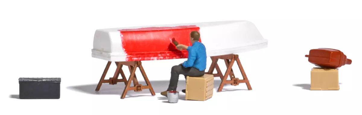 Scena "Dipingere la barca" - Busch 79816 - HO 1/87