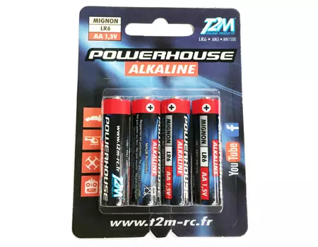 Lot de 4 Piles Alcalines AA LR6 - T2M T3619 - 1.5V
