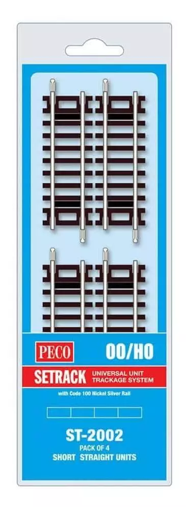 4 rails droits 79 mm Peco ST2002 - HO : 1/87 - Code 100