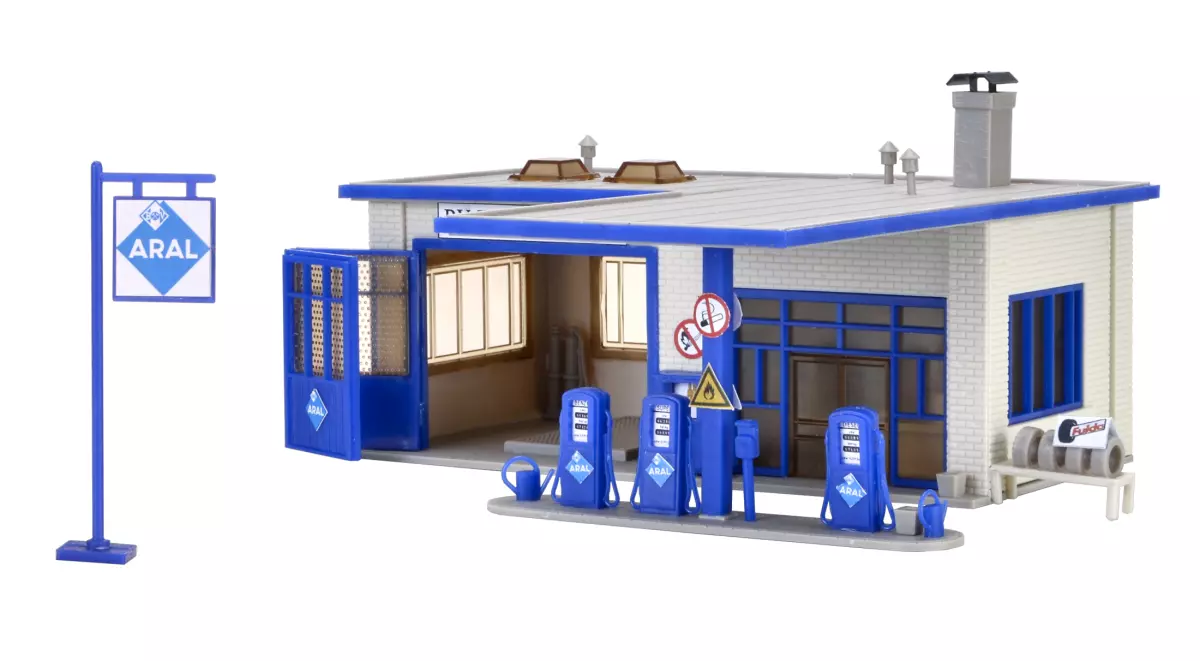 Stazione di servizio ARAL - Blu / Bianco - VOLLMER 45156 - Scala HO : 1/87 - 175 x 150 x 80 mm