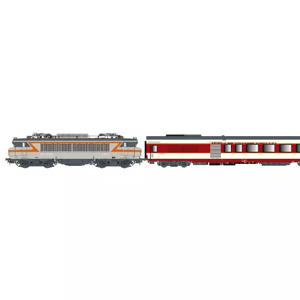 Set locomotiva elettrica "Étendard" BB 7233 + A4Dtux + A8tu - LS Models 11004DC - HO 1/87 - SNCF - Ep IV - Analogico - 2R