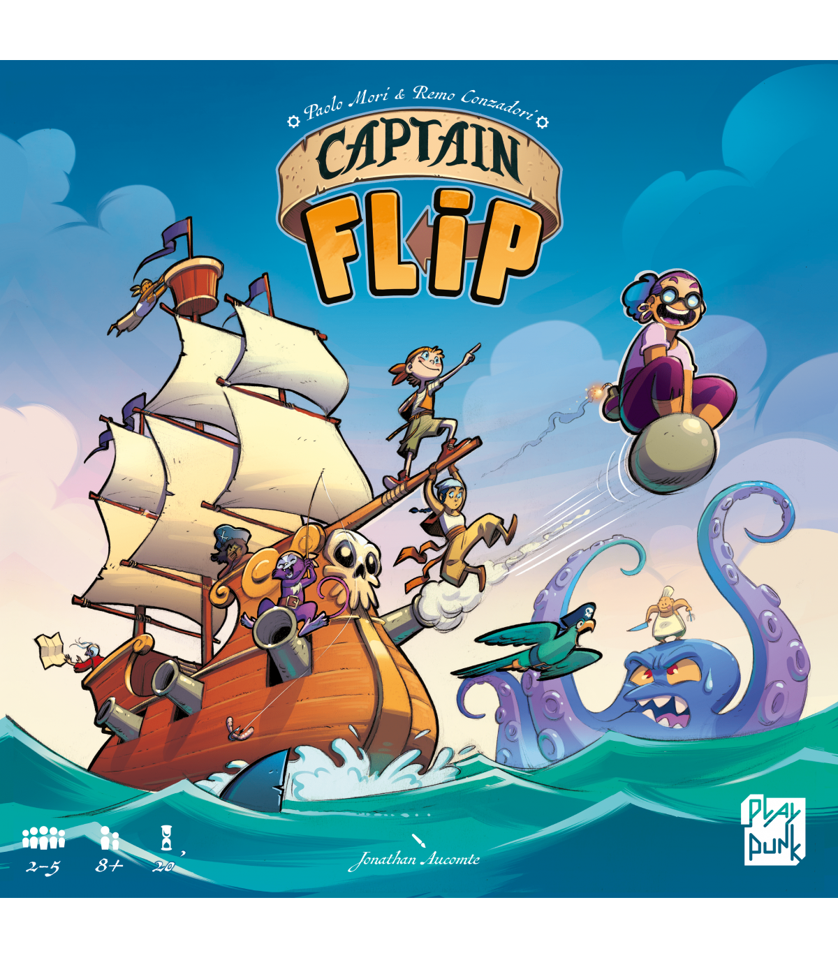 Captain Flip - Gioco da Tavolo di Piazzamento Tessere, Avventura Pirata per 2-5 Giocatori, 8 Anni, 20 Minuti, Asmodee