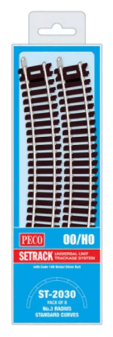 8 binari curvi raggio 505 mm 22,5° Peco ST2030 - HO : 1/87 - Codice 100