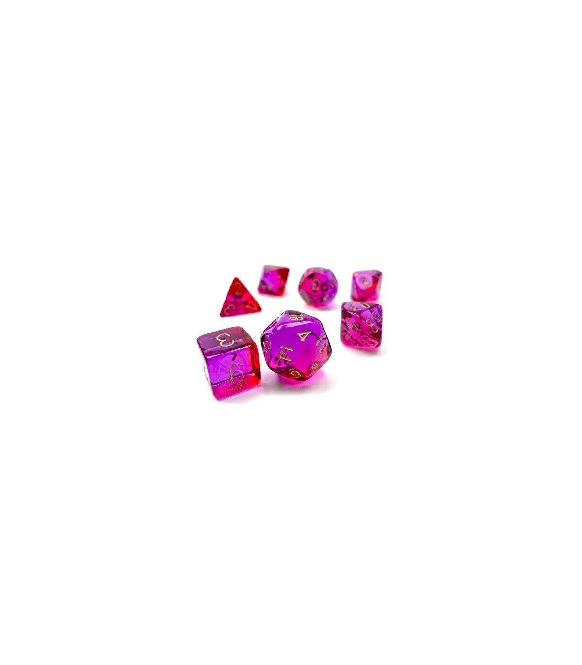 Chessex Gemini Polyhedral Translucent - Set 7 Dadi - Red-violet/gold