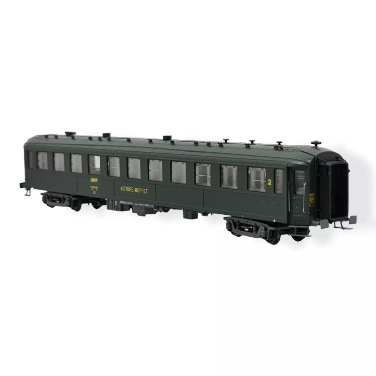 Un'auto BACALAN B3r "Buffet" con logo giallo - REE MODELES VB376 - SNCF - HO 1/87