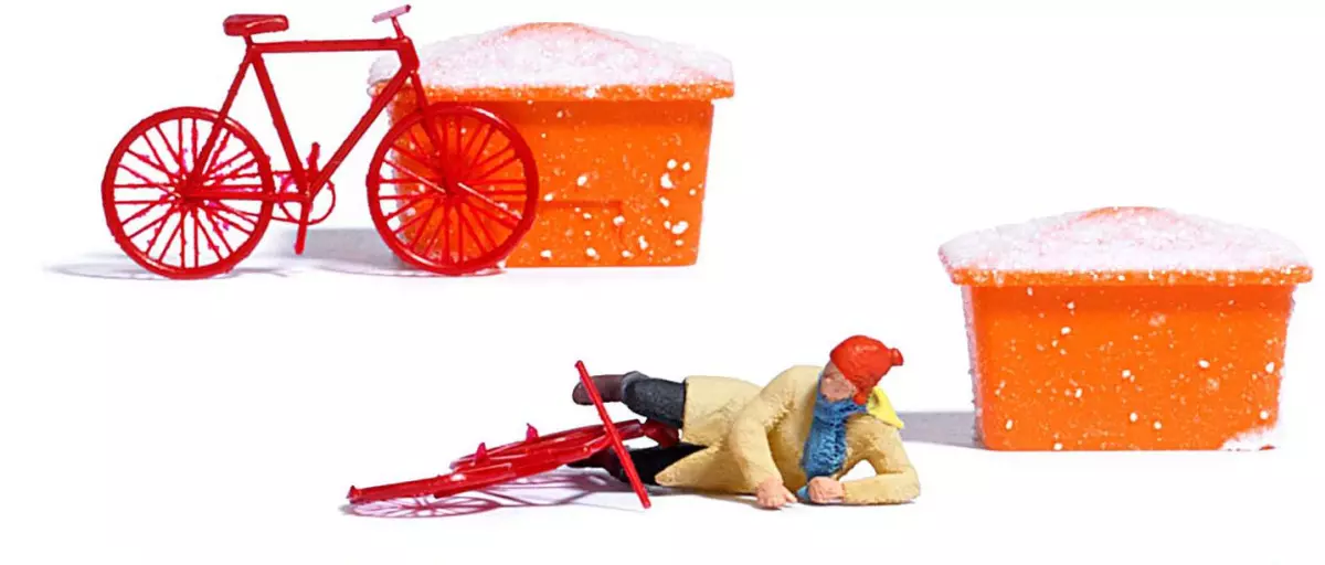 Caduta di una bicicletta sul ghiaccio - Busch 7856 - HO 1/87