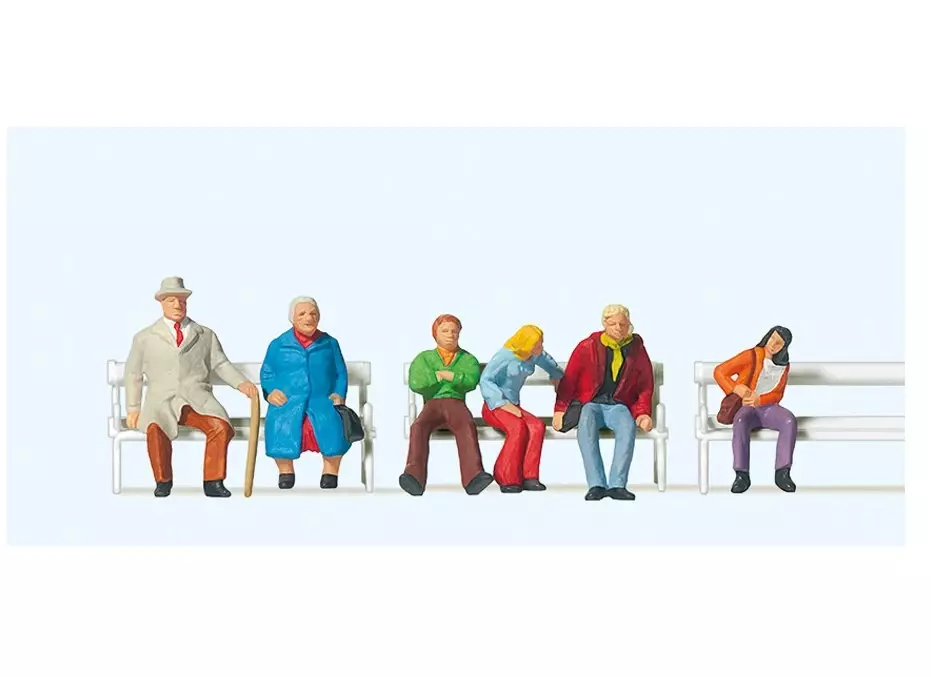 Confezione di 3 coppie su panchine - Figurina - PREISER 10027 - Scala HO : 1/87th