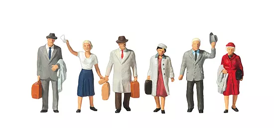 Set di 6 passeggeri/viaggiatori con bagagli PREISER 10020 - HO 1/87