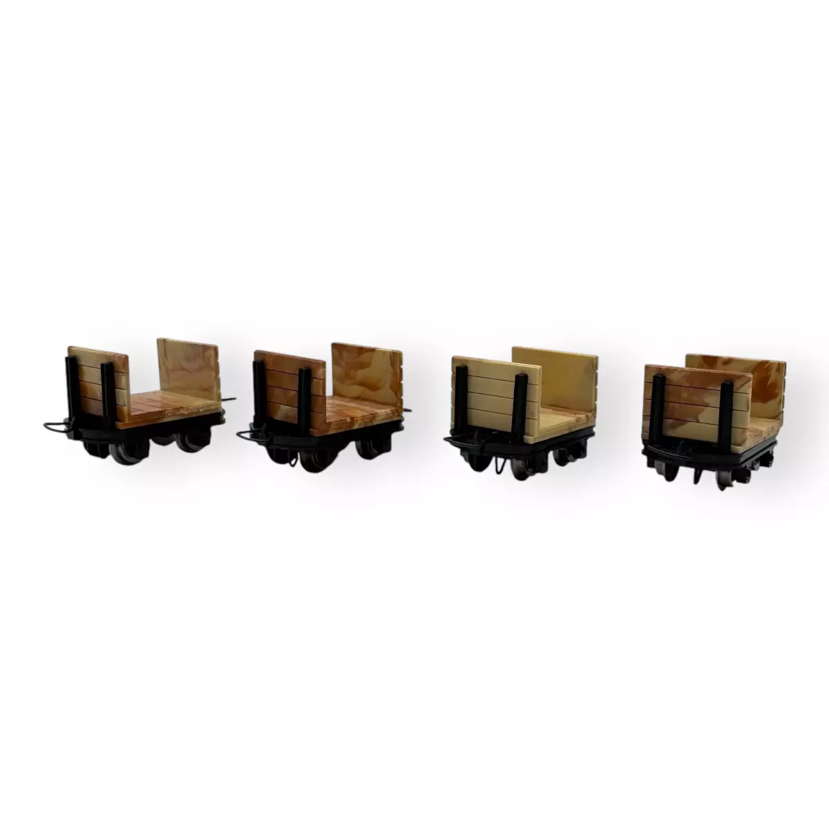 Lot de 4 wagons de bois sans frein