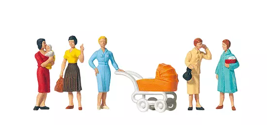 Confezione da 5 Donne e un bambino con carrozzina - Figurina - PREISER 10024 - Scala HO : 1/87th