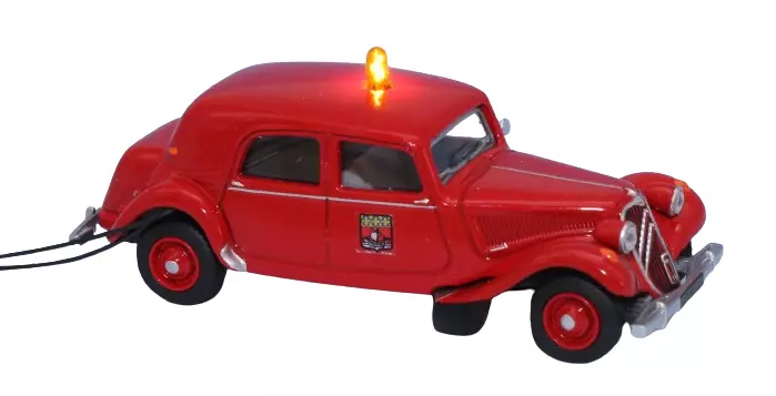 Citroën Traction 11B 1952, vigili del fuoco di Parigi, con lampeggiante - Sai 0910 - HO 1/87