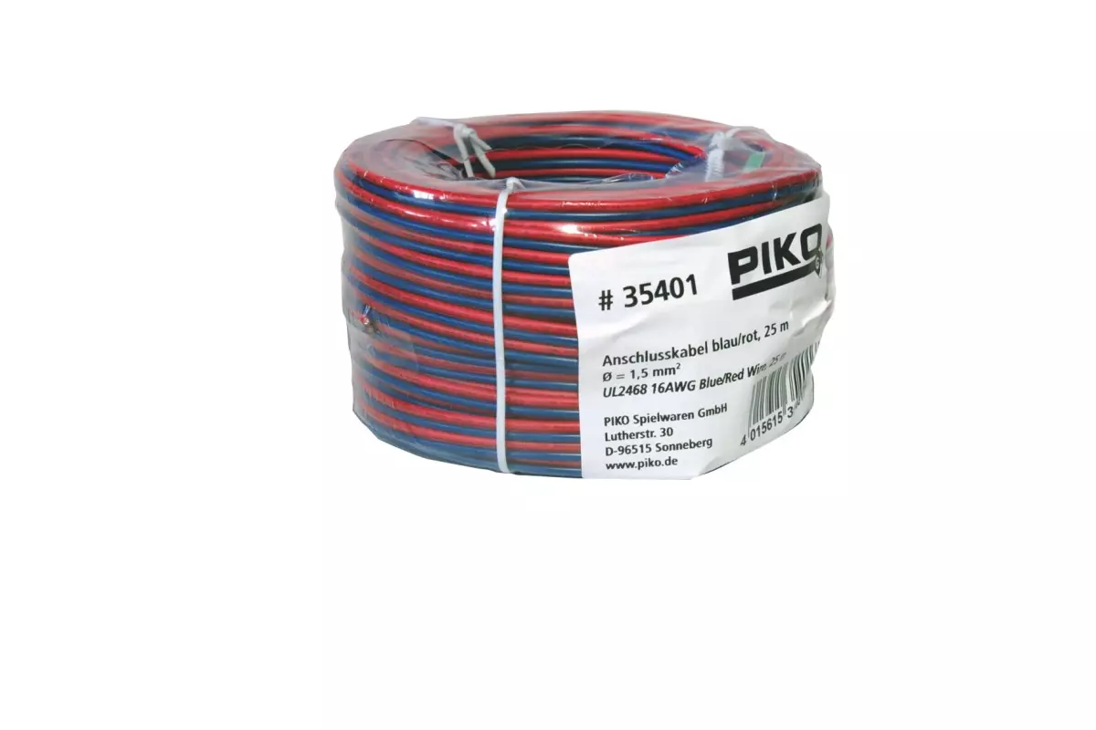 Bobina di cavo rosso/blu 1,5mm² - 25 metri PIKO G 35401 - G 1/22,5