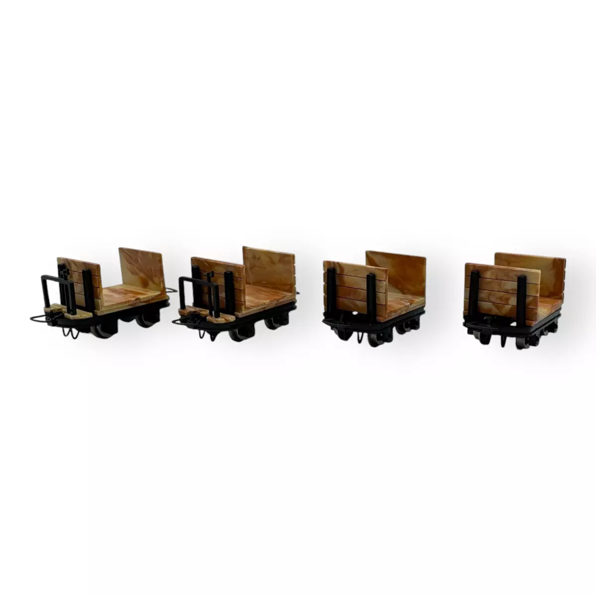 Lot de 4 wagons de chargement, 2 avec et 2 sans frein