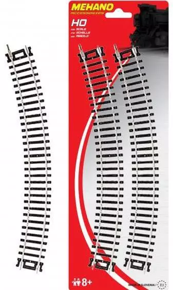 Set di 4 binari curvi a 30° - Mehano F210 - HO 1/87 - codice 100 - lunghezza 457,2 mm
