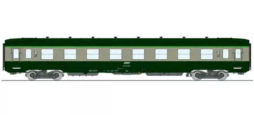 A DEV B8 ex-A8 U53 carrozza verde REE MODELES VB398 - SNCF - HO 1/87 - Ep IV/V